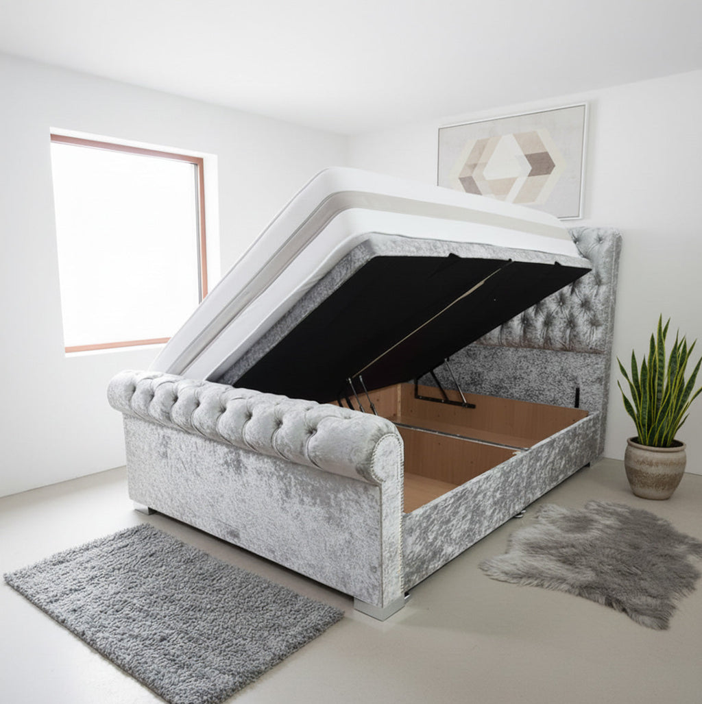 Chesterfield Sleigh Ottoman Storage Bed