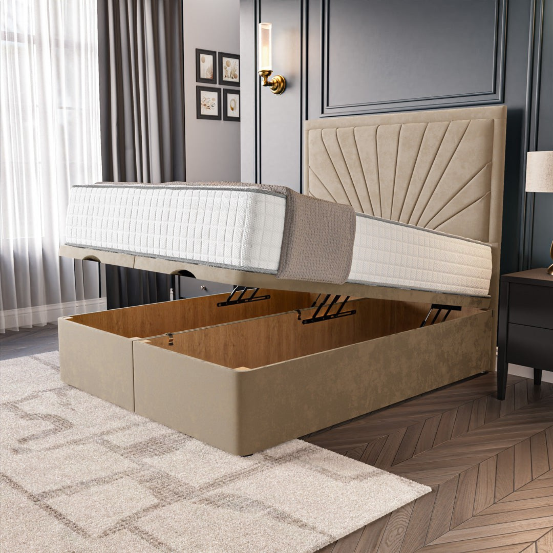 Aurora Sunburst Ottoman Divan Bed
