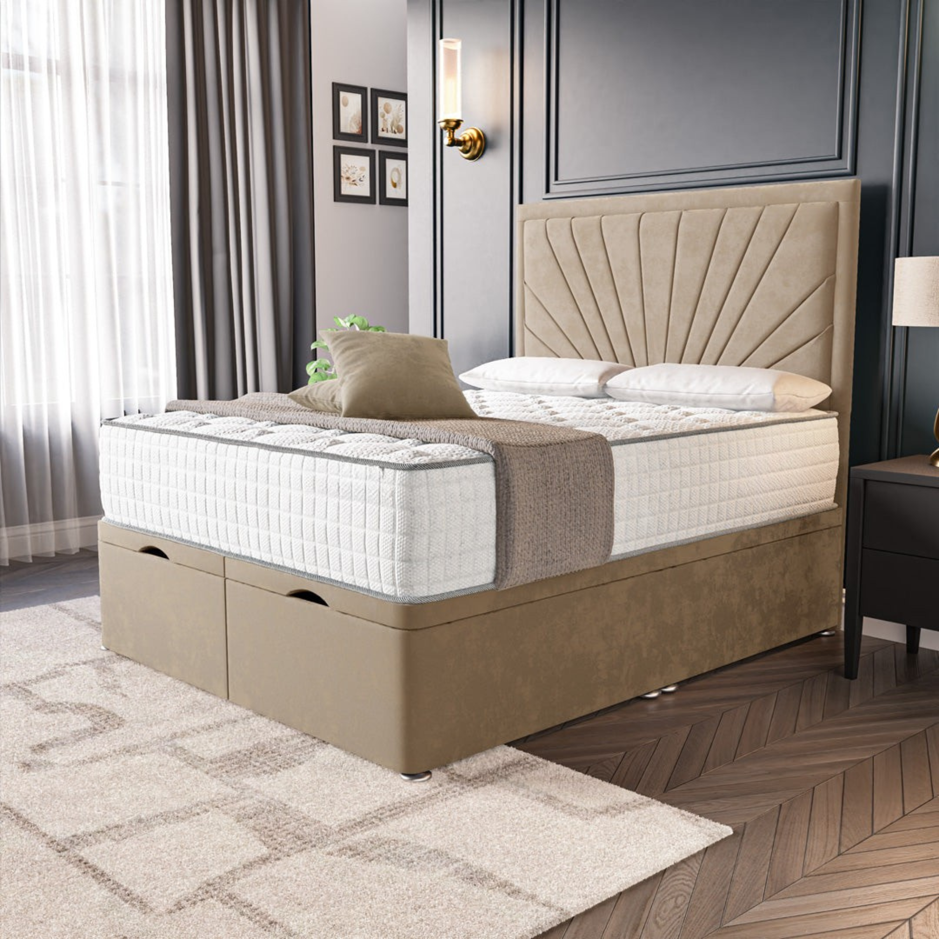 Aurora Sunburst Ottoman Divan Bed
