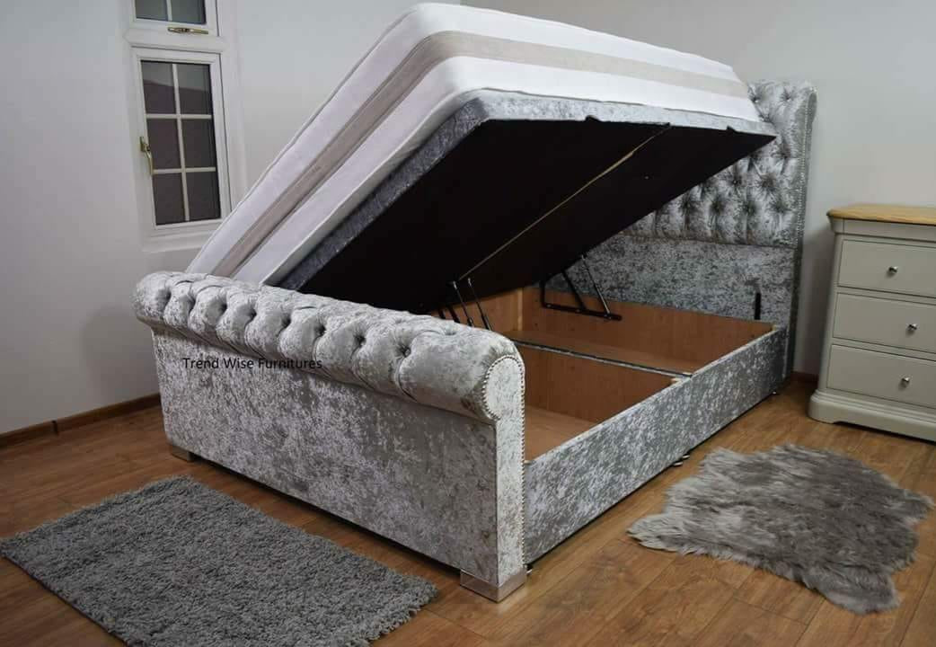 Chesterfield Sleigh Ottoman Storage Bed