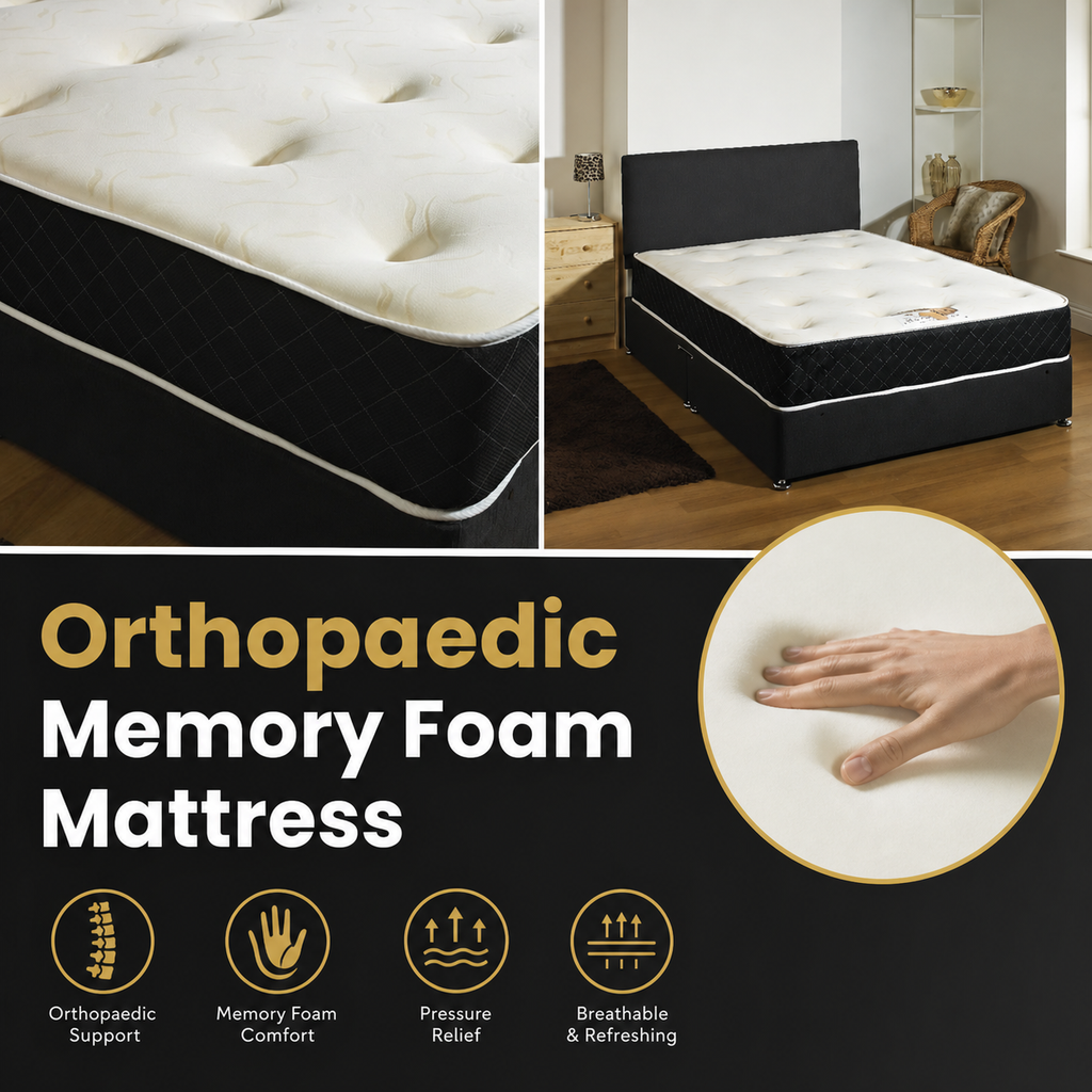 Luxury Diana Wing Ottoman Bed Bundle –  Orthopaedic Memory Foam Mattress |  Save Extra 20%